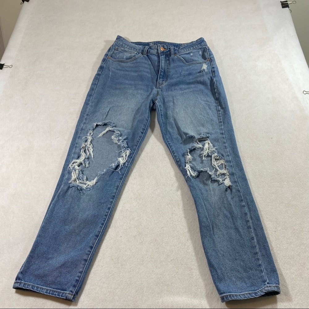 NOBO Jeans Women’s 11 Distressed Relaxed High Rise Bohemian denim Pockets Jeans
